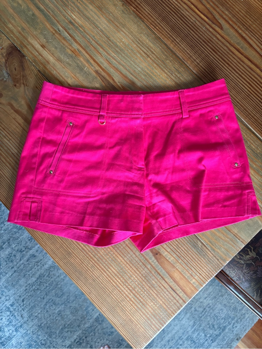 Cotton Hot Pink High-Waist Shorts